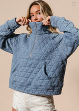 Load image into Gallery viewer, Slate Denim Quilted Half Zip
