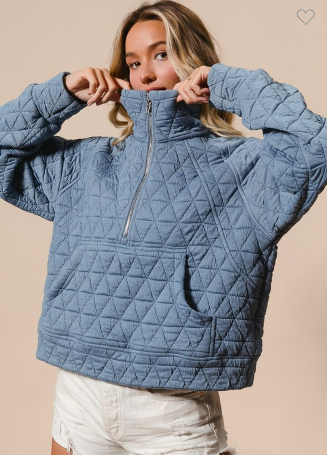 Slate Denim Quilted Half Zip