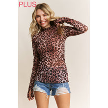 Load image into Gallery viewer, PLUS CHIC ANIMAL PRINT MESH HIGH NECK DESIGN LONG SLEEVE FIT: Brown Multi
