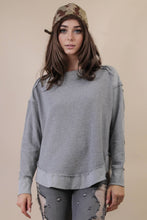 Load image into Gallery viewer, Mineral Washed Elbow Patch Contrast Knit Top: MOCHA
