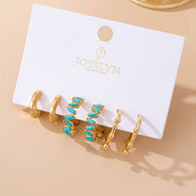 Load image into Gallery viewer, Turquoise Enamel Hoop Trio Earring Set | 80E61672: GOLD
