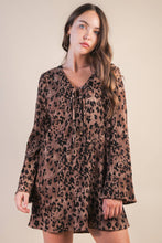 Load image into Gallery viewer, Leopard Printed Pleated Mini Dress: MOCHA LEOPARD
