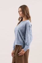 Load image into Gallery viewer, WASHED EXTENDED SHOULDER KNIT TOP: OATMEAL
