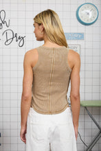 Load image into Gallery viewer, WASHED RAW EDGE SLEEVELESS KNIT TANK TOP: OLIVE
