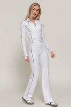 Load image into Gallery viewer, Long Sleeve Piping Detail Active Wear Jacket: GRN-jade green/off white / L
