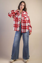 Load image into Gallery viewer, Oversized Checkered Casual Shacket Jacket: OLIVE MIX

