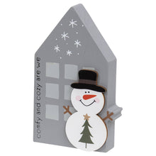 Load image into Gallery viewer, Chunky Wooden Snowman House Sitter, 1 snowman house sitter
