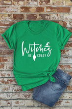 Load image into Gallery viewer, Witches be crazy, Halloween, Unisex Round Neck T-Shirt: Black/Orange / M
