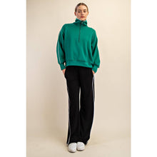 Load image into Gallery viewer, MODAL SCUBA PIPING QUARTER ZIP PULLOVER: Black/Cream
