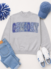 Load image into Gallery viewer, Mixed Pattern Big Letter Custom Graphic Mock Neck Sweatshirt: Grey
