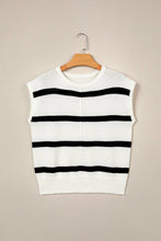 Load image into Gallery viewer, LAS Striped Cap Sleeve Knit Sweater (S-4X): Brown Stripe / L
