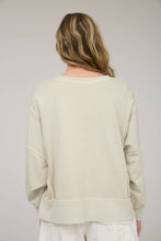 Load image into Gallery viewer, WASHED EXTENDED SHOULDER KNIT TOP: OATMEAL
