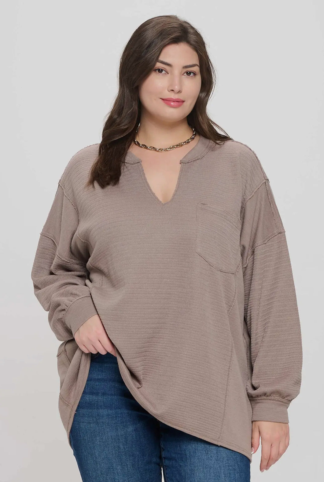 Light mocha long sleeve top