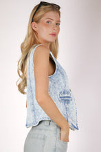 Load image into Gallery viewer, Acid Washed Denim Causal Vest: INDIGO

