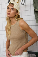 Load image into Gallery viewer, WASHED RAW EDGE SLEEVELESS KNIT TANK TOP: OLIVE
