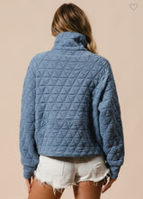 Load image into Gallery viewer, Slate Denim Quilted Half Zip
