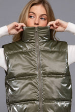Load image into Gallery viewer, High Neck Zip Up Vest: BLK-black
