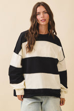 Load image into Gallery viewer, Contrast Panel Long Sleeve Slouchy Top: Pineapple Navy / Contemporary
