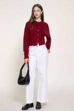 Load image into Gallery viewer, Long Sleeve Round Neck Button Down Sweater Cardigan: TPE-taupe / M
