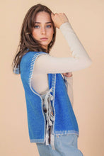 Load image into Gallery viewer, Side Tie Detail Knit Sweater Vest Top: OATMEAL
