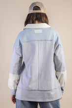 Load image into Gallery viewer, Color Block Oversized Collared Casual Knit Top: CREAM
