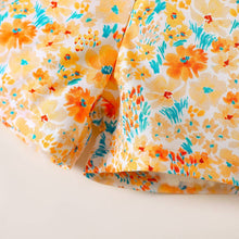 Load image into Gallery viewer, Toddler Girl Bowknot Stripe/Floral Print/Orange Cami Romper: Orangewhite / 18-24 Months
