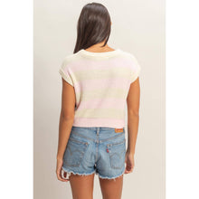Load image into Gallery viewer, Striped Ribbed Knit Top: ICE BLUE /
