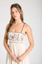 Load image into Gallery viewer, FLORAL EMBROIDERY SCALLOPED MIDI DRESS: RED
