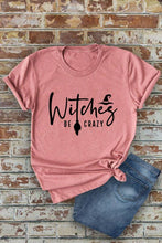 Load image into Gallery viewer, Witches be crazy, Halloween, Unisex Round Neck T-Shirt: Black/Orange / S
