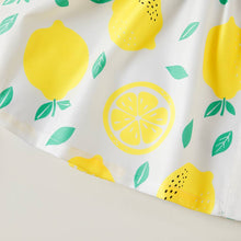 Load image into Gallery viewer, Single-Piece Baby Girl Plaid and Lemon Fruit-Themed Dress: Pale Yellow / 18-24 Months
