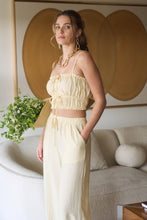 Load image into Gallery viewer, FRONT TIE CROPPED CAMI TOP: LIGHT YELLOW
