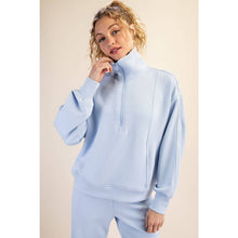 Load image into Gallery viewer, MODAL SCUBA PIPING QUARTER ZIP PULLOVER: Black/Cream
