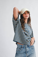 Load image into Gallery viewer, Oversized Stripe Boyfriend Tee: Tan / Contemporary
