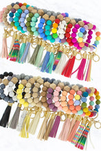 Load image into Gallery viewer, Color Silicone Beaded Key Ring Keychain: Nude Grey
