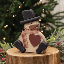 Load image into Gallery viewer, Chunky Wooden Snowman w/Heart Sitter
