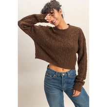Load image into Gallery viewer, Cropped Cable Knit Sweater: ALPACA
