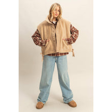 Load image into Gallery viewer, Cozy Sherpa Vest Jacket with Tie-Up Side Details: BROWN
