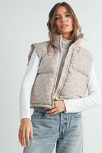 Load image into Gallery viewer, High Neck Floral Puffer Vest - BMJ7560: BLUSH / L
