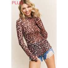 Load image into Gallery viewer, PLUS CHIC ANIMAL PRINT MESH HIGH NECK DESIGN LONG SLEEVE FIT: Brown Multi
