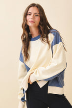 Load image into Gallery viewer, Colorblock Terry Pullover Sweatshirt: White Heather Gray / Contemporary
