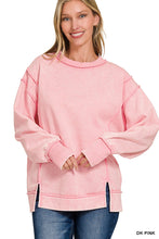 Load image into Gallery viewer, Pink Acid Wash Exposed-Seam Fleece Sweatshirt
