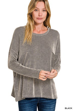Load image into Gallery viewer, Black Ribbed Striped Oversized Long Sleeve Top
