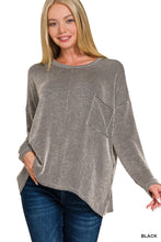 Load image into Gallery viewer, Black Ribbed Striped Oversized Long Sleeve Top

