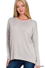 Load image into Gallery viewer, Light Gray Ribbed Striped Oversized Long Sleeve Top
