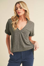 Load image into Gallery viewer, Zoie V-Neck Short Sleeve Top: Oat / Contemporary
