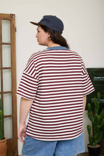 Load image into Gallery viewer, PLUS STRIPE COLORBLOCK DETAIL SHORT SLEEVE KNIT T-SHIRT : BLACK MULTI

