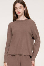 Load image into Gallery viewer, Long Sleeve Round Neck Soft Knit Top: BRG-maroon / M
