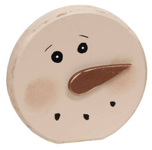 Load image into Gallery viewer, Distressed Wooden Blushing Snowman Sitter, 1 Snowman, Will come in ivory or taupe
