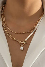 Load image into Gallery viewer, PEARL MIX DOUBLE LAYER TOGGLE NECKLACE | Gold
