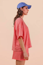 Load image into Gallery viewer, Mineral Washed Knit Casual Top: PINK
